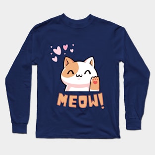 Cute Cat Saying Meow! Long Sleeve T-Shirt